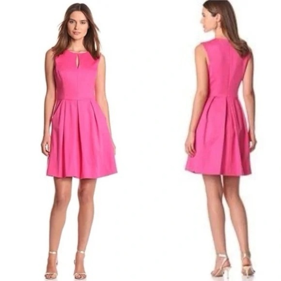 Trina Turk Sunnie Dress Keyhole Opening Sleeveless Pink Swizzle Size 2 Lace Slip - Picture 1 of 10